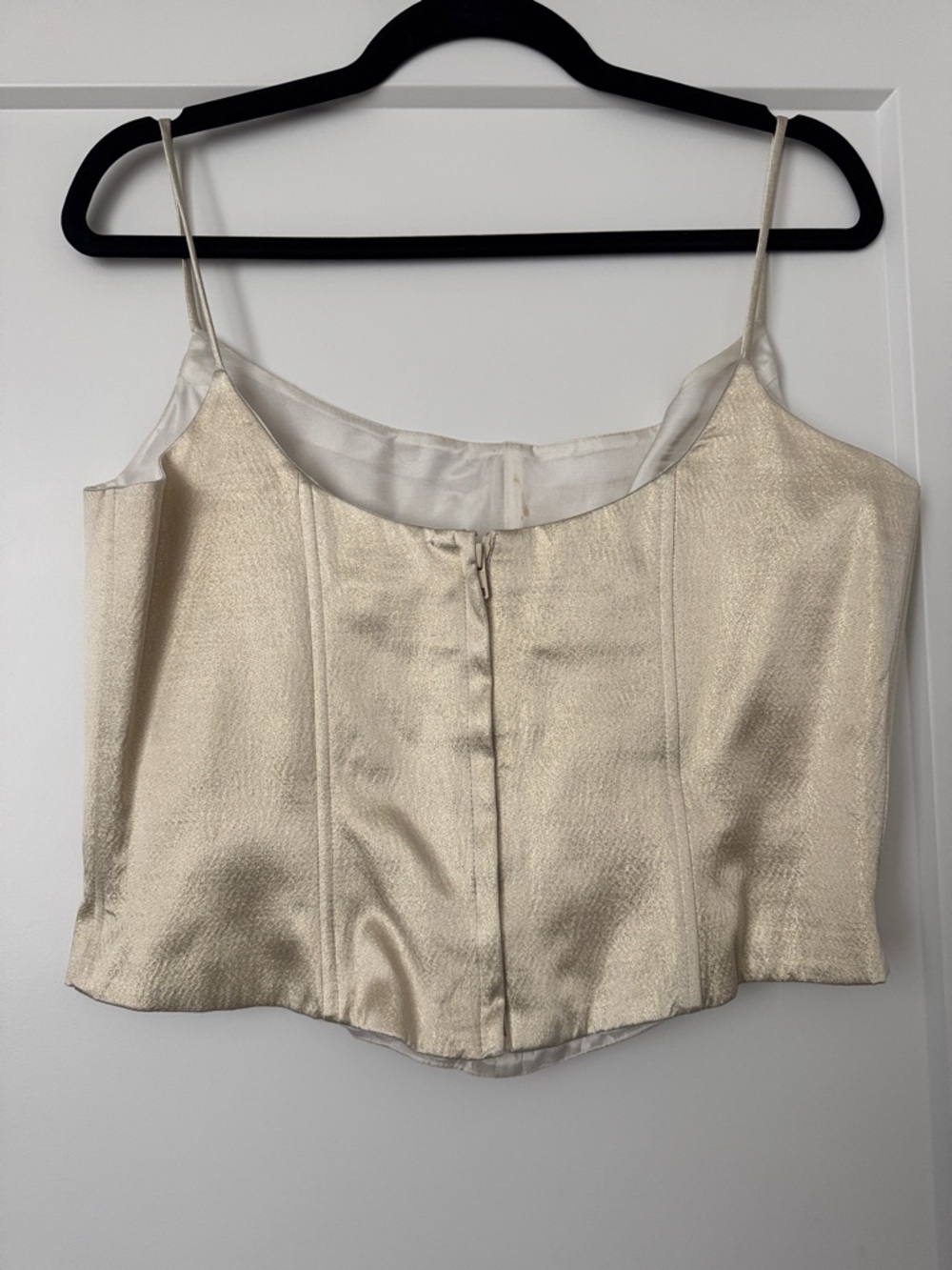 Jessica McClintock Gunne Sax Metallic Champagne Gold Corset Top - Picture 3 of 9